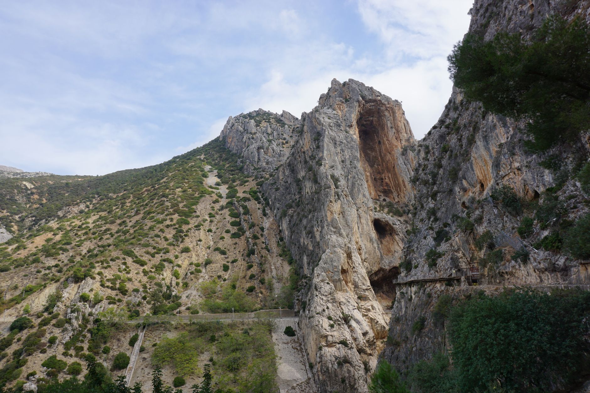 Steep limestone ridgeline in the Spanish mountains typical of ibex habitat
